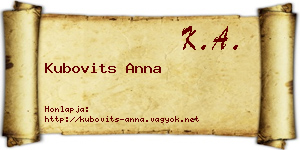 Kubovits Anna névjegykártya